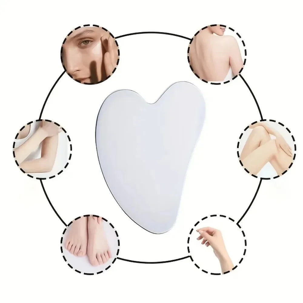 1pc Gua Sha Board Beauty Skin Care Facial Tool Stainless Steel GuaSha Massage Tool Natural Universal Facial Silver Metal