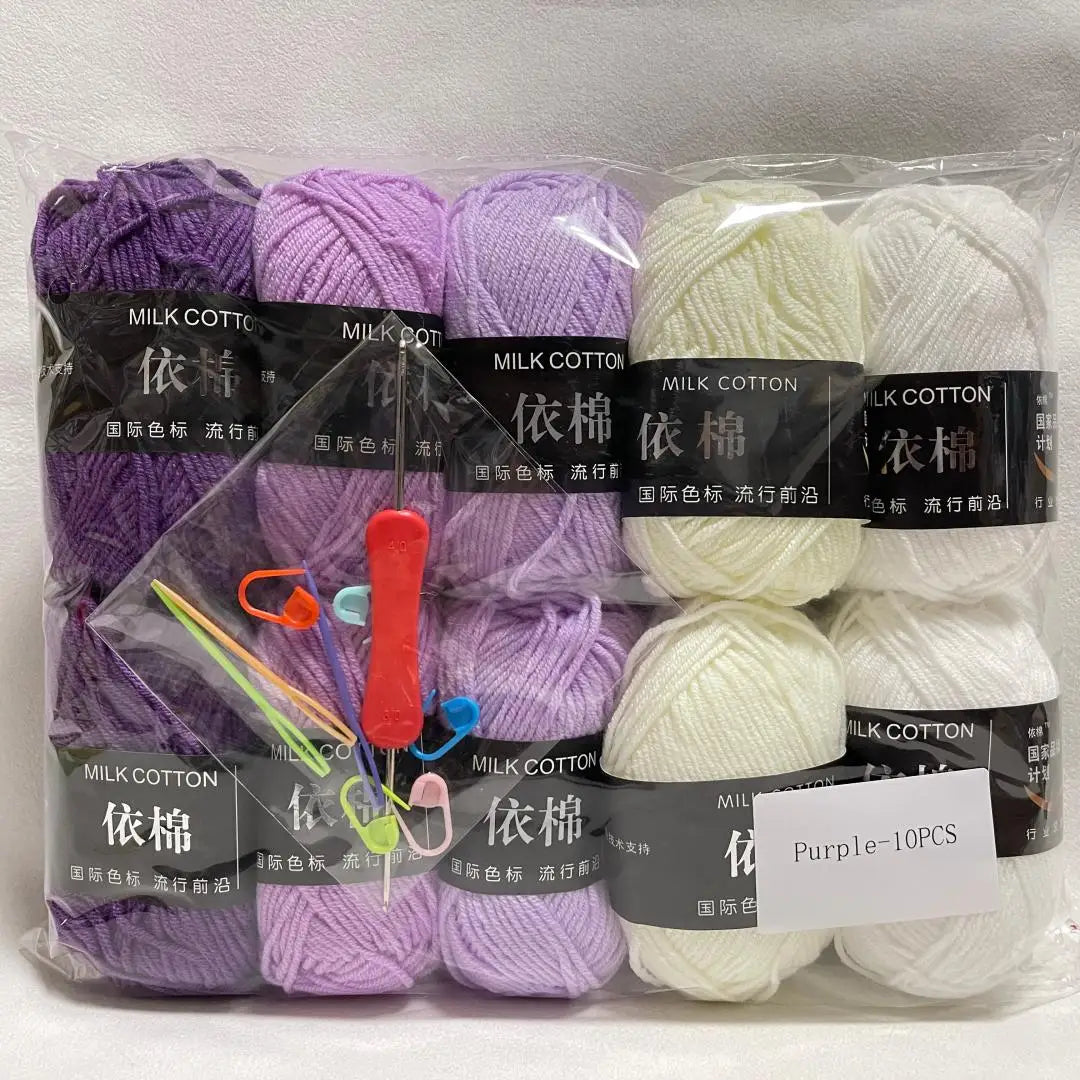 10pcs Mixed Colors Yarn Milk Cotton Yarn Combination Crochet Knitting Yarn Set for Handmade DIY Crafts Sweater Scarf Knitting