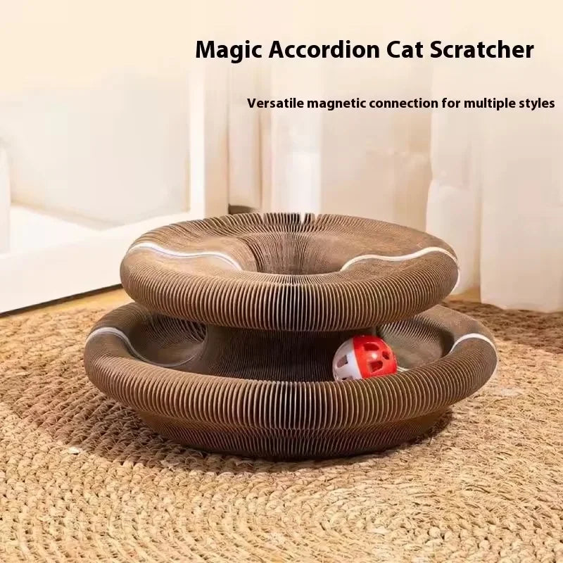 Magic Cat Scratch Organ Board Cat Toy with Ball Cat Grinding Claw Cat Climbing Frame Kitten Round Corrugated Cat Scratching Toy