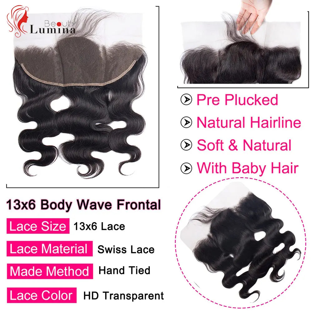 13x6 Body Wave Lace Frontal Invisible Transparent Lace Melt Skins Body Wave 13x4 Frontal Only Human Hair Remy Pre Plucked