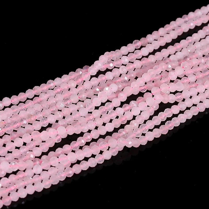 4mm Natural Stone Faceted Pink Quartz Bead Loose Spacer Charm Crystal Bead For Jewelry Making Diy Necklace Bracelet Accesory