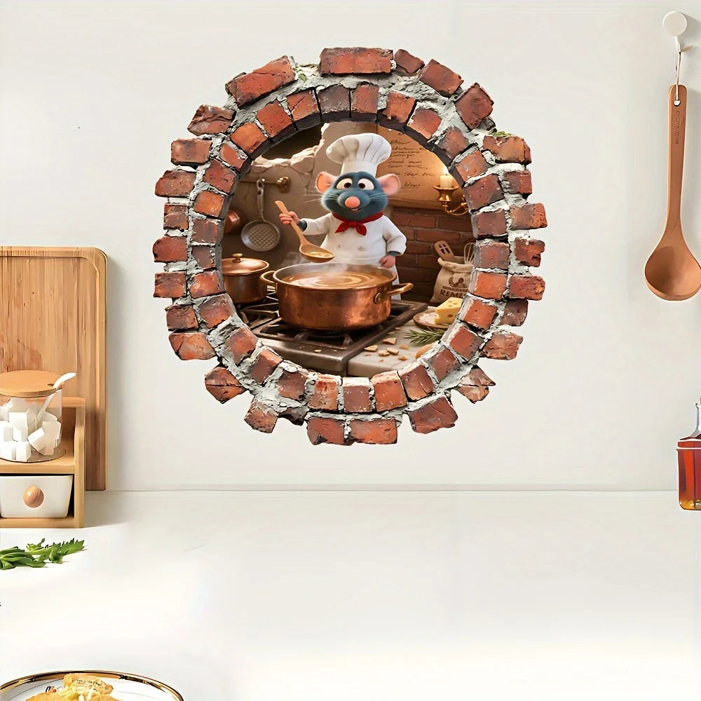 1 Piece of Ratatouille Wall Sticker, Interesting Kitchen Stove Layout, Suitable for Bedroom and Living Room Decoration, Easily Creates Classic Movie Scenes of Cooking
