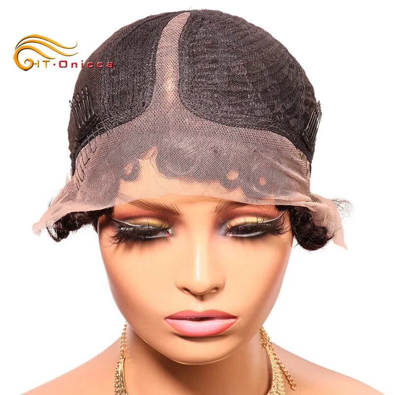 Pixie Cut Wig For Women Curly Hair Lace Front Human Hair Wigs Short Bob Wig Pre Plucked Natural Color 13X1 Lace Part Lace Wigs
