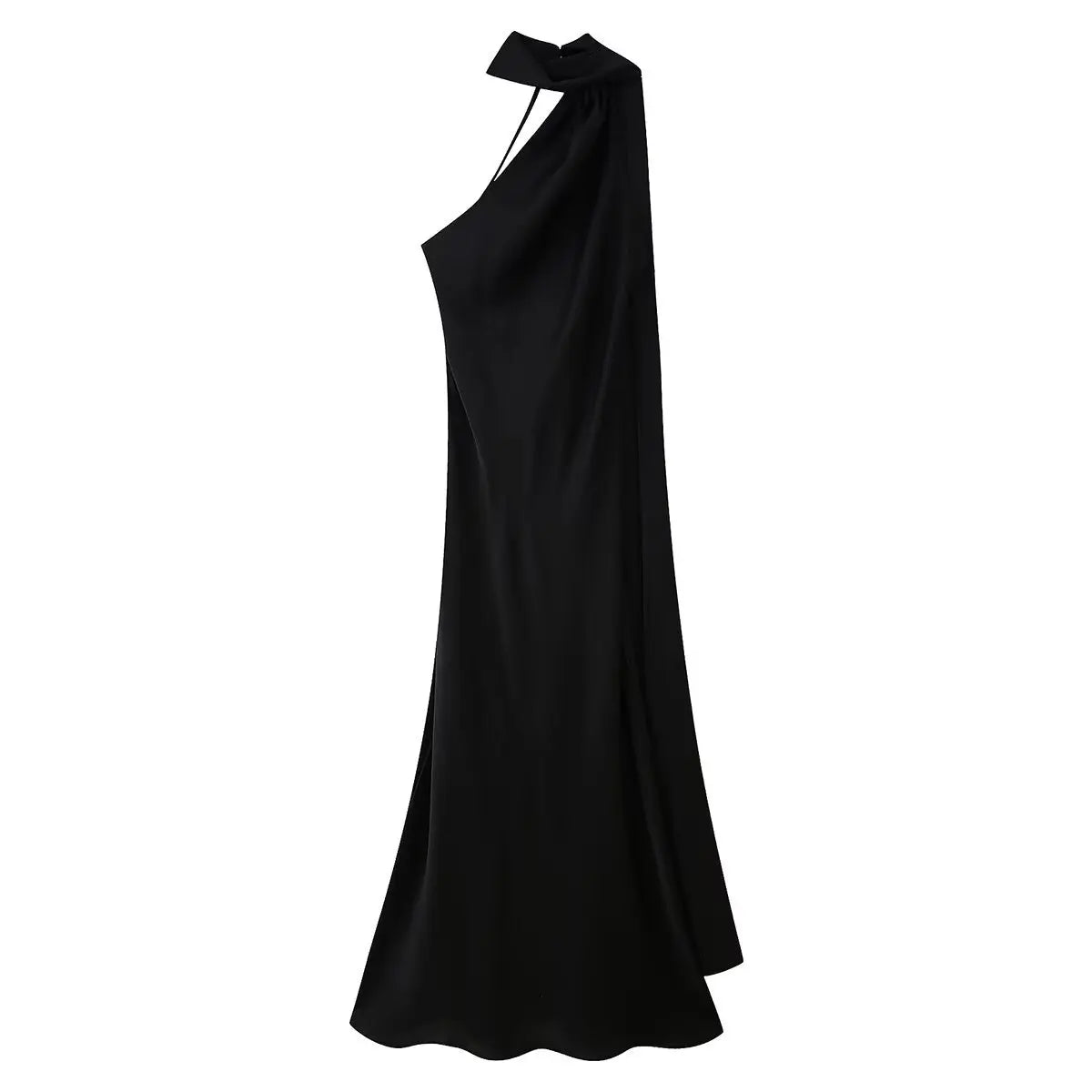 VEITCHE Elegant Women's Soft Silk Satin Long Dress Halter Backless Sleeveless Maxi Dresses Summer Lady Long Ribbon Party Gowns