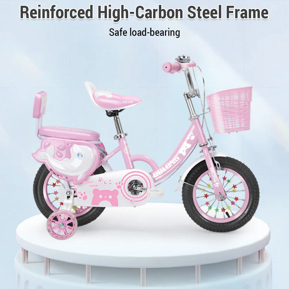Kids Bike 12-20in  for Girls Ages 3-13 Years with Training Wheels Basket Protective Net Fash Wheel girls bikes ages 5-8