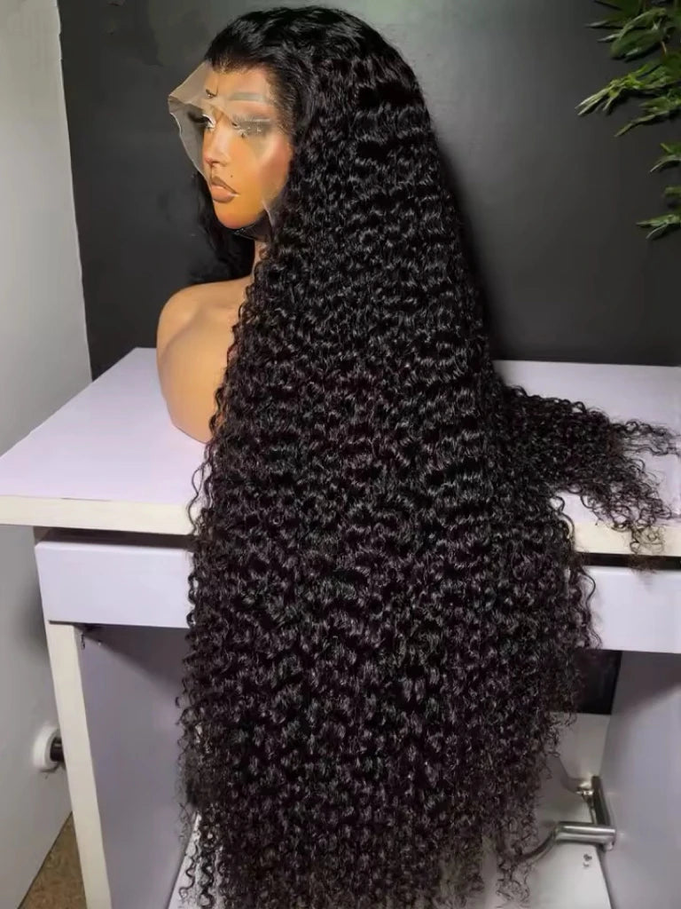 Deep Wave 13X4X1 HD Full Lace Part Frontal Wig Full Soft Wigs For Women Preplucked With Baby Hair Heat Resistant Fiber Daily