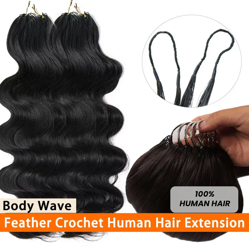 Miracle Knots Body Wave Crochet Hair Body Wave Crochet Human Hair Extensions Boho Braids Feather Crochet Extension Knotless