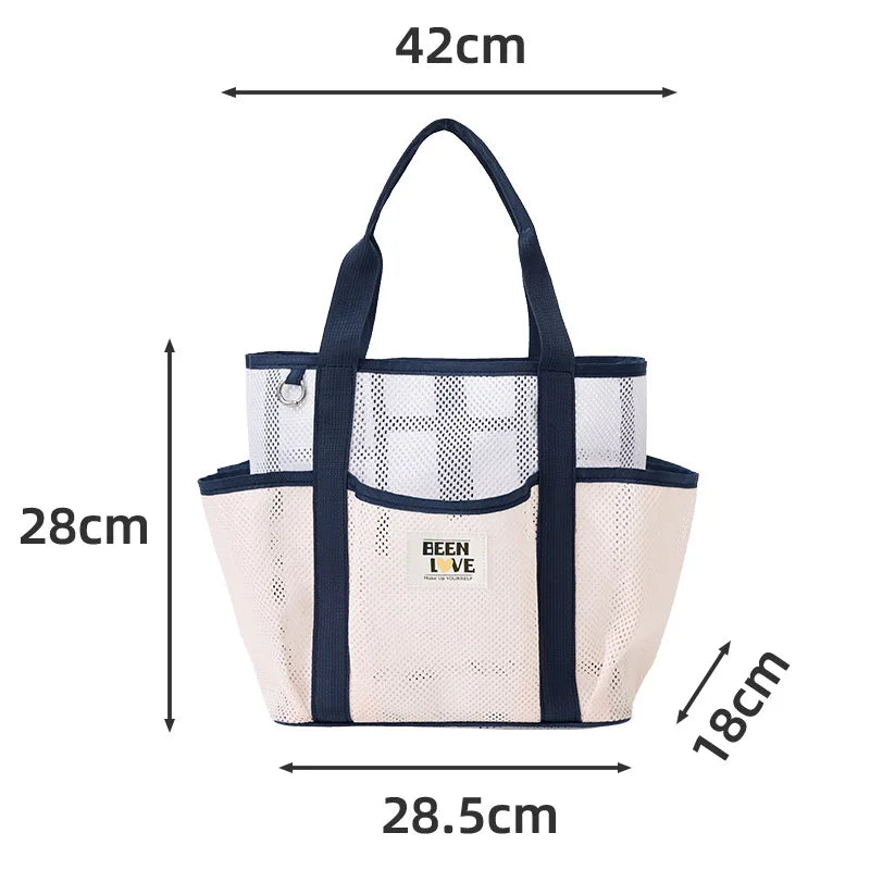 New Hawaiian Tote Beach Bag Large capacity foldable fitness swimsuit storage bag Portable breathable hand-held mesh bag
