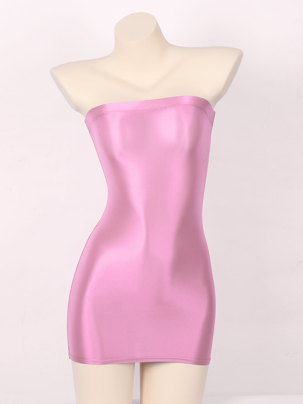 Women Glossy Bodycon Dress Long Sleeve Oil Shiny Smooth Mini Pencil Dress Stretchy Mock Neck Tight  Party Dresses Dance Clubwear