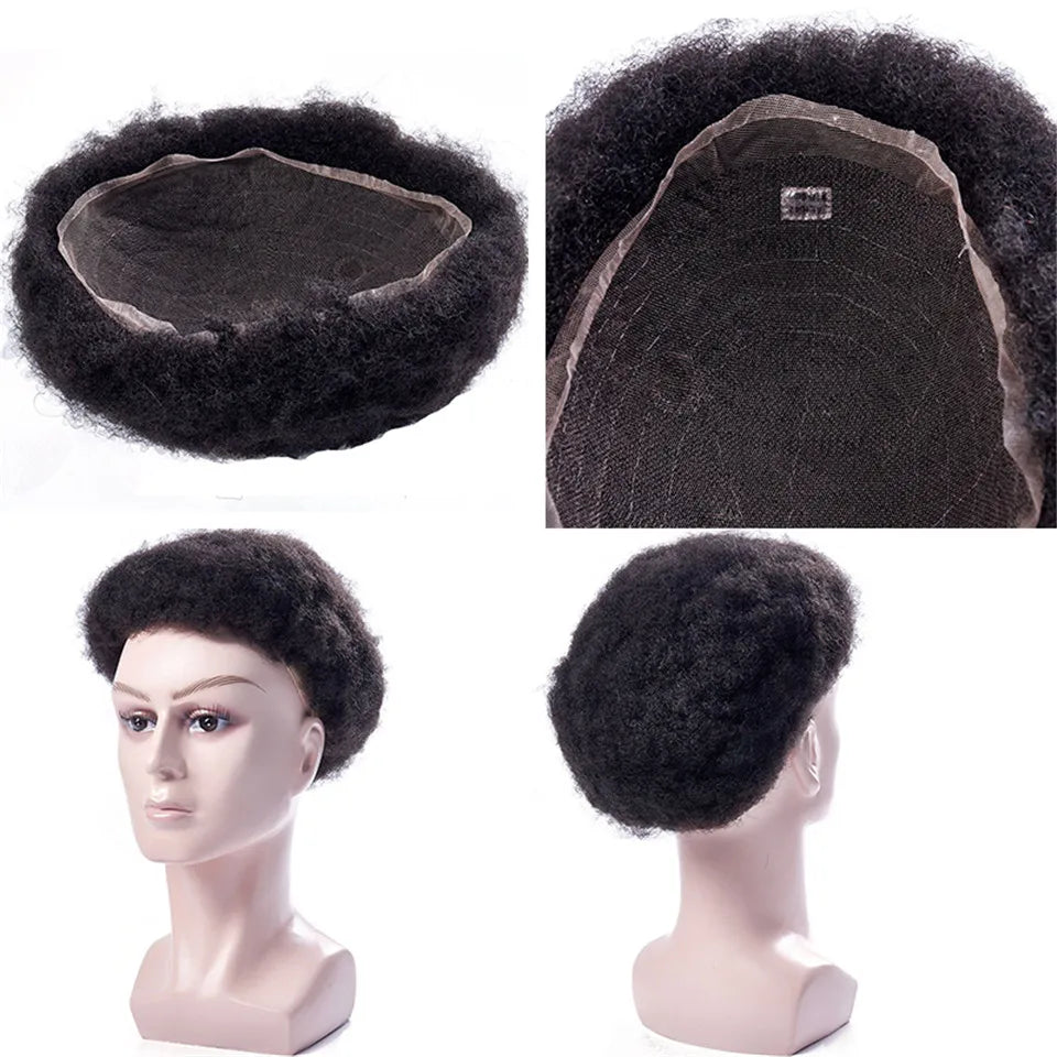 Curly Men Toupee Human Hair Full Lace Indian Human Hair Wig Man Human Hair System Water Curly Human Hair Topper Natural Color