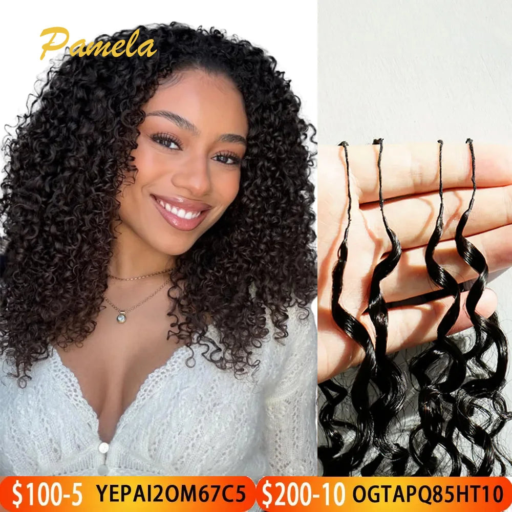 Afro Kinky Burmese Curly Crochet Human Hair Knotless Pre-Separated Crochet Feather Hair Extensions Curly 100% Human Hair