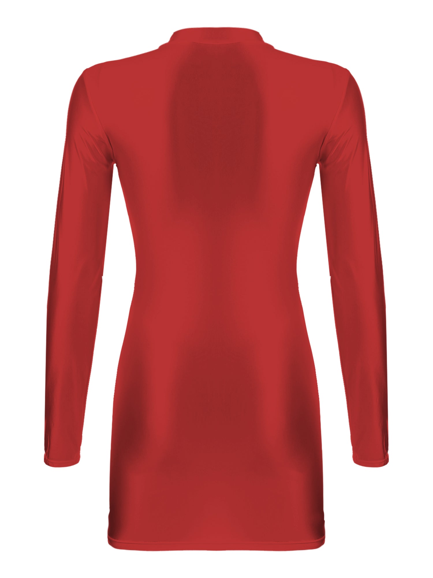 Women Glossy Bodycon Dress Long Sleeve Oil Shiny Smooth Mini Pencil Dress Stretchy Mock Neck Tight  Party Dresses Dance Clubwear
