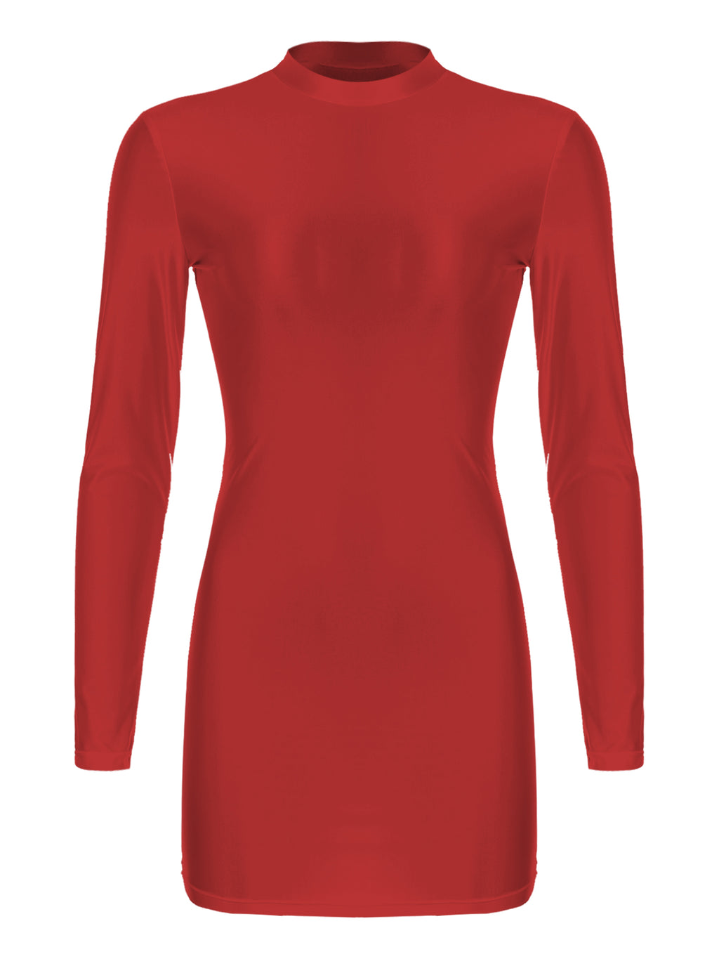 Women Glossy Bodycon Dress Long Sleeve Oil Shiny Smooth Mini Pencil Dress Stretchy Mock Neck Tight  Party Dresses Dance Clubwear