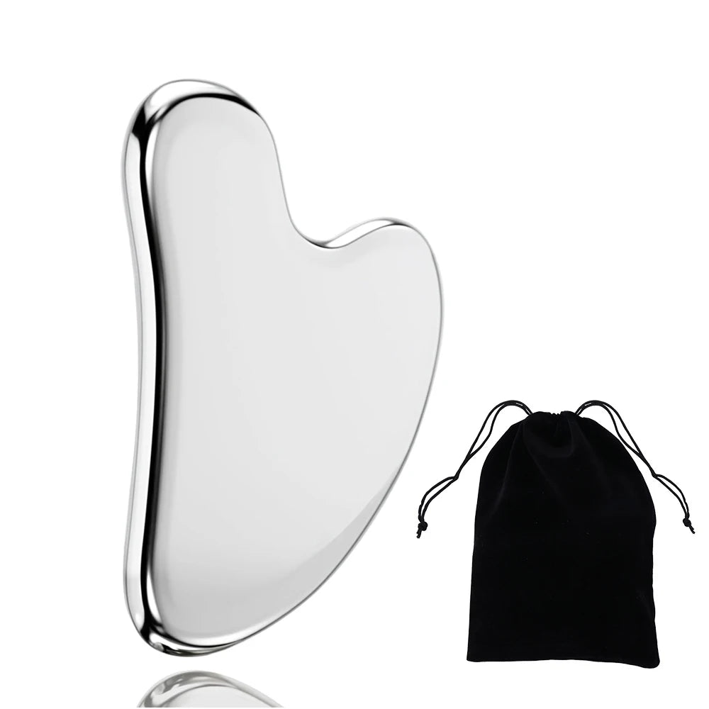 1pc Gua Sha Board Beauty Skin Care Facial Tool Stainless Steel GuaSha Massage Tool Natural Universal Facial Silver Metal