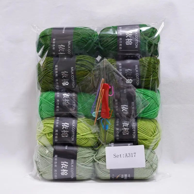 10pcs Mixed Colors Yarn Milk Cotton Yarn Combination Crochet Knitting Yarn Set for Handmade DIY Crafts Sweater Scarf Knitting