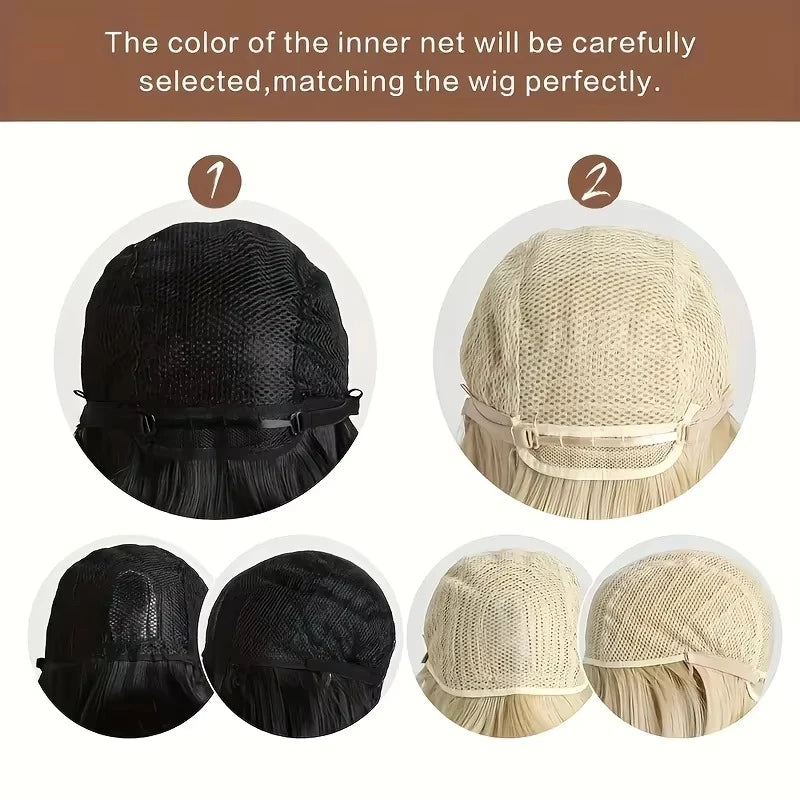 Black short hair with straight bangs, synthetic wig, costume party, cosplay, role-playing, daily wig, full head coverings