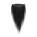 Kinky Straight Clip In Hair Extensions Real Human Hair Natural Black 100g Full Head Clip ins Seamless Kinky Straight Clip on 1B