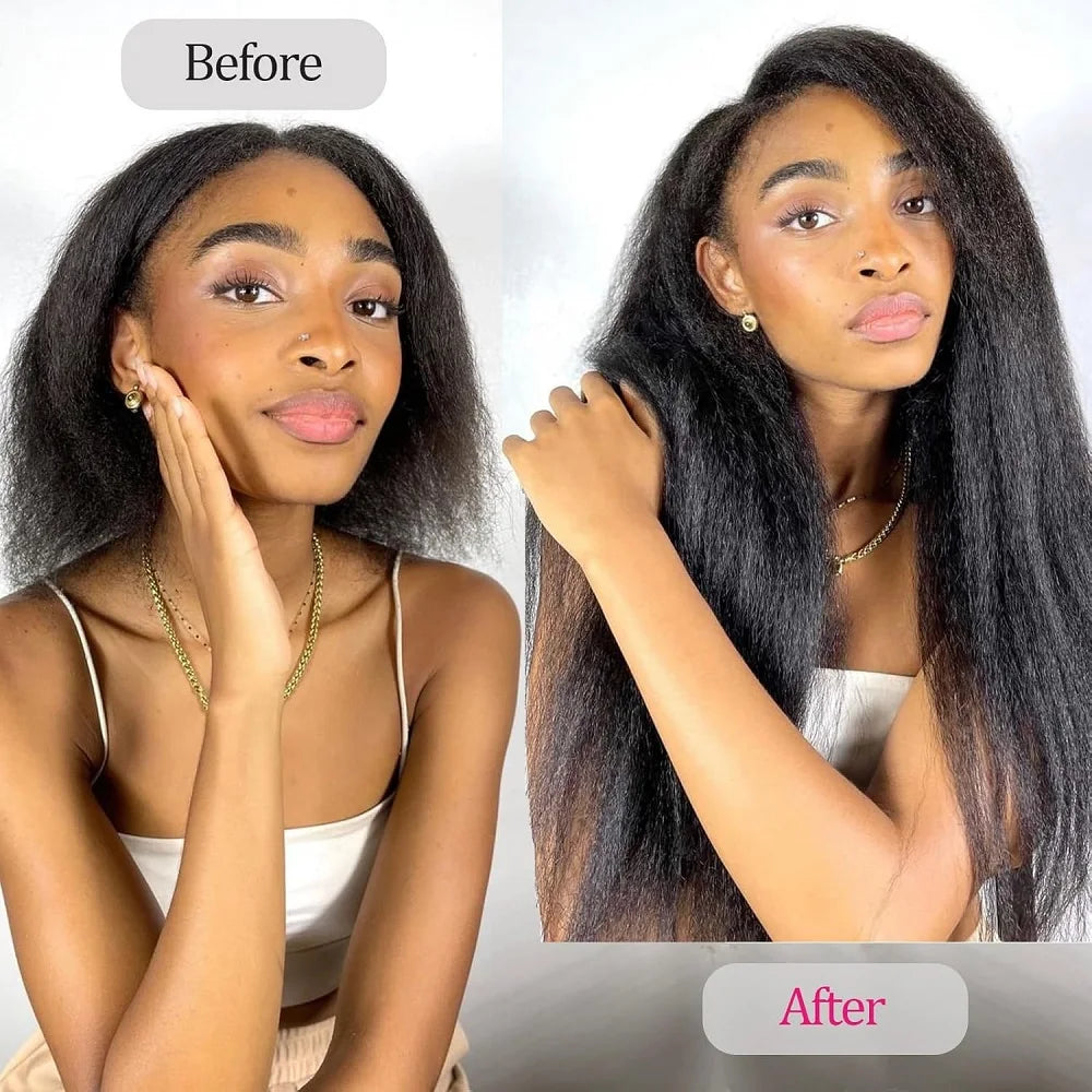 Kinky Straight Clip ins Hair 100g Clip in Hair Extensions Real Human Hair Yaki Straight Clip in for Black Women