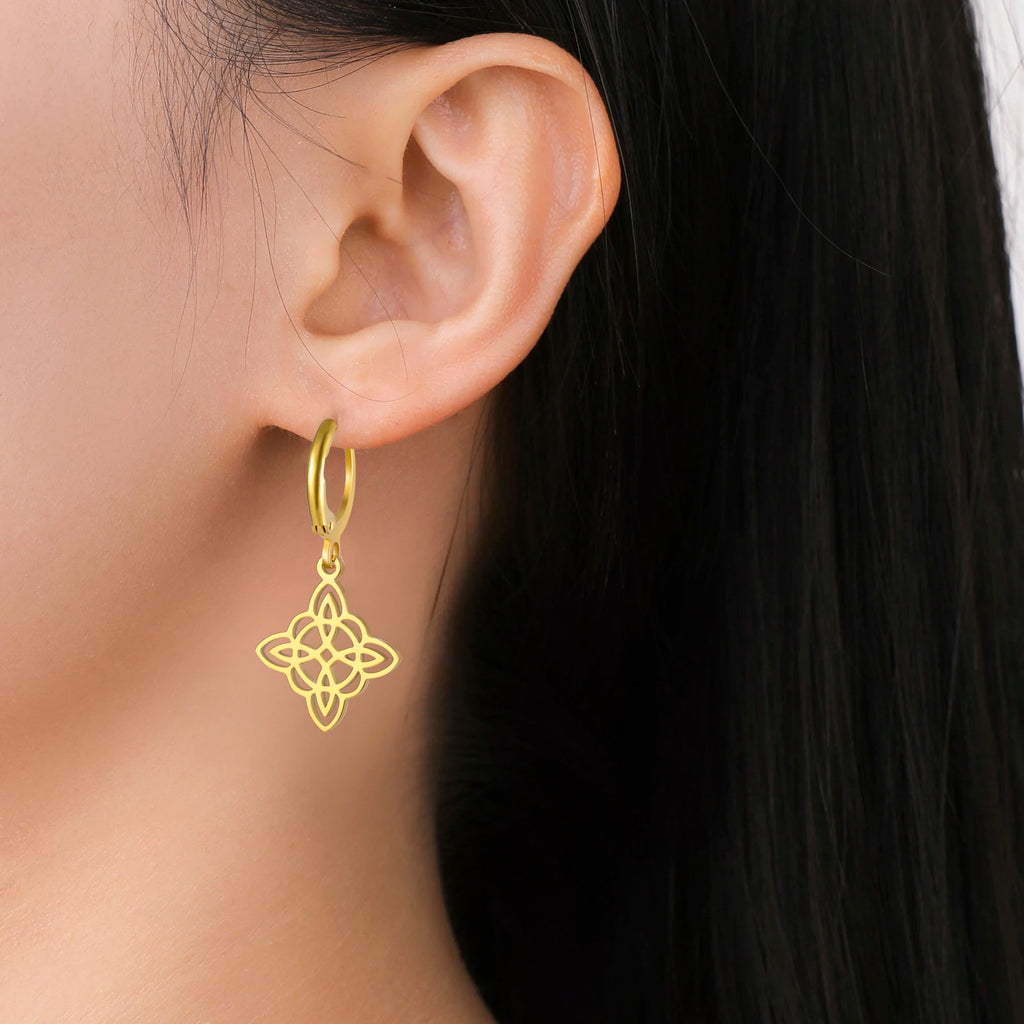 EUEAVAN 1 Pair Witch Knot Earrings for Women Witchcraft Stainless Steel Irish Celtics Knots Earring Lucky Amulet Jewelry Gift
