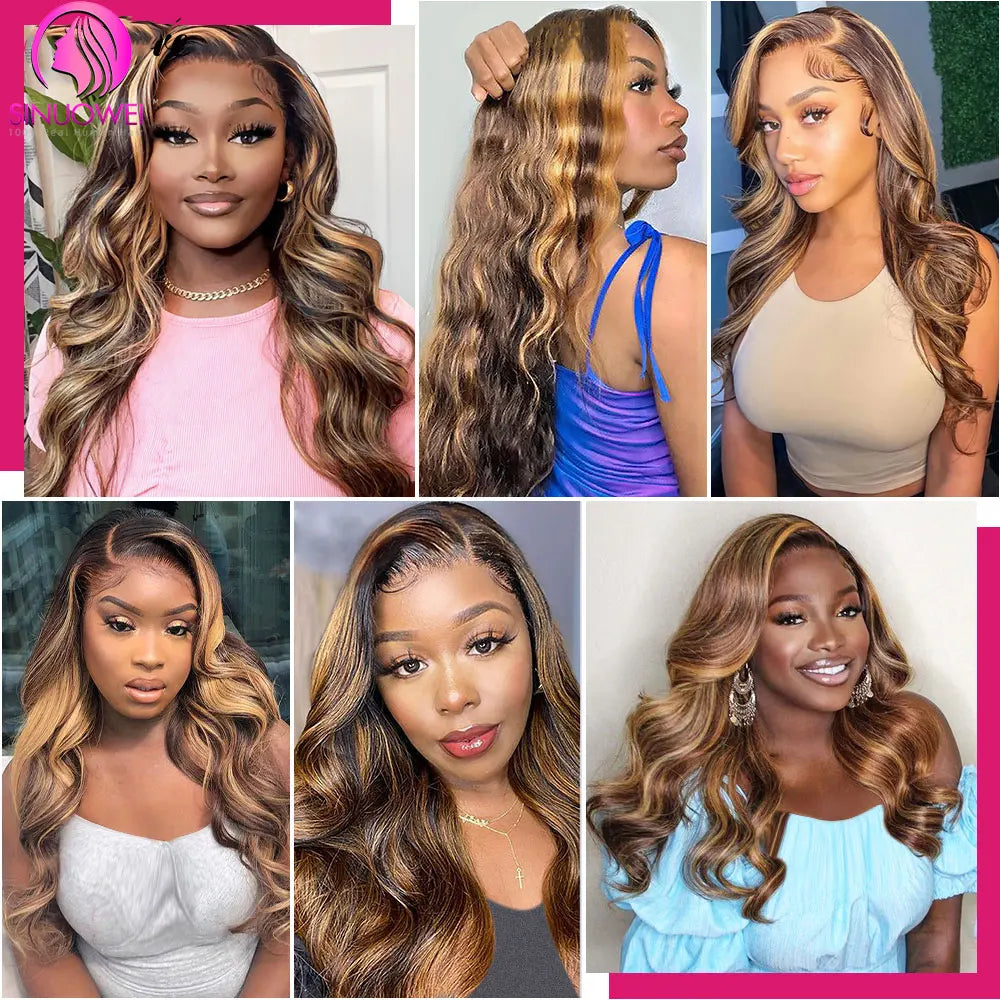 13×4 Brazilian Body Wave Human Hair Honey Blonde Body Wave Bundles With Closure Colored Highlight Weave Bundles
