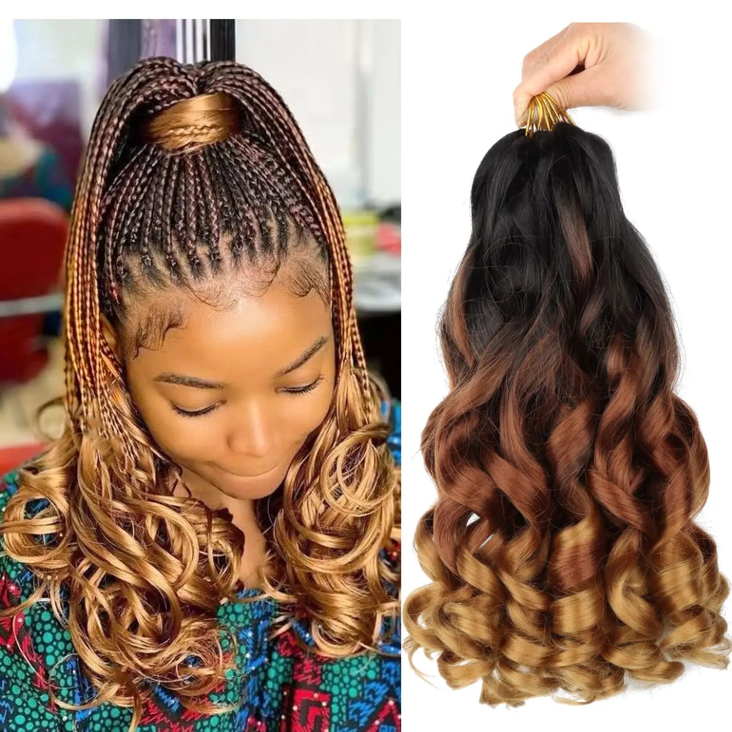 French Curl Braiding Hair 16 inch Pre Stretched Bouncy Braiding Hair Easy Braid Crochet Hair Yaki Texture Synthetic Hair