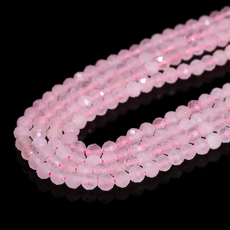 4mm Natural Stone Faceted Pink Quartz Bead Loose Spacer Charm Crystal Bead For Jewelry Making Diy Necklace Bracelet Accesory