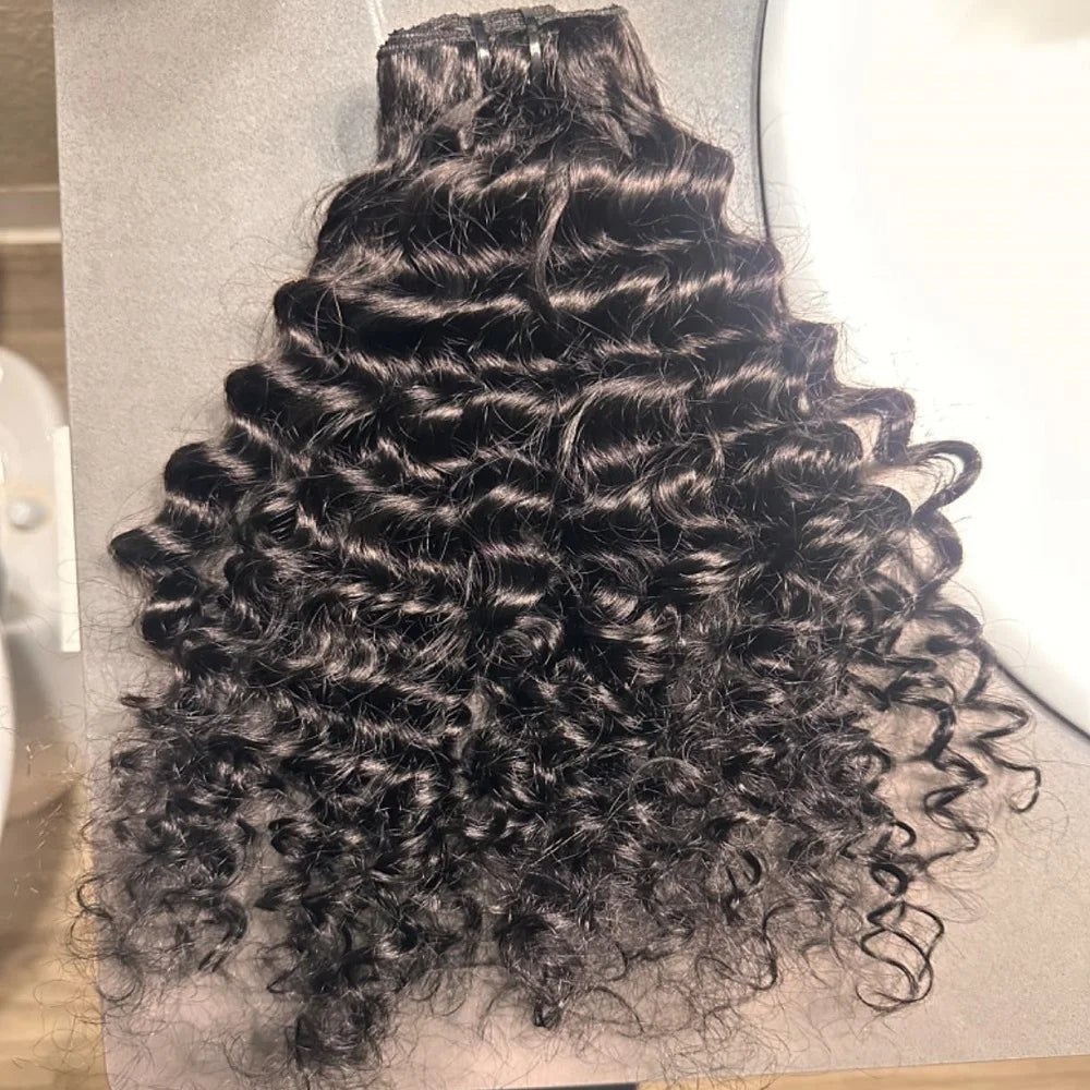 Deep Wave Clip In Hair for Women Seamless Clip in Hair Extensions Real Human Hair Clip in Hair Extensions Jet Black Hair