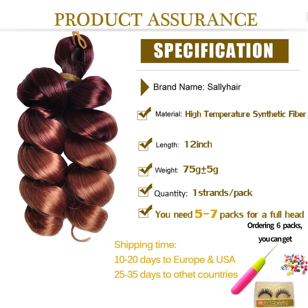 12inch French Curls Loose Wave Crochet Braids Synthetic Hair Spiral Curly for Women Party