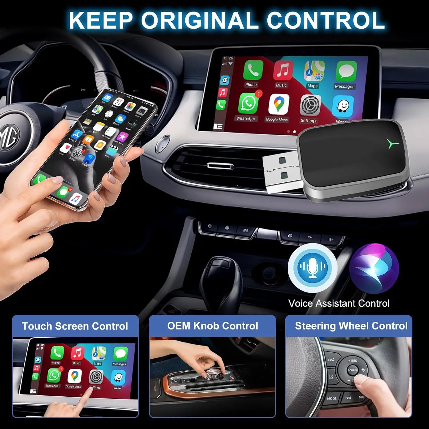 Mini Wireless CarPlay & Android Auto Adapter – Plug & Play Dongle, Convert Wired to Wireless, USB-A/C, Compatible with 2016+ Car