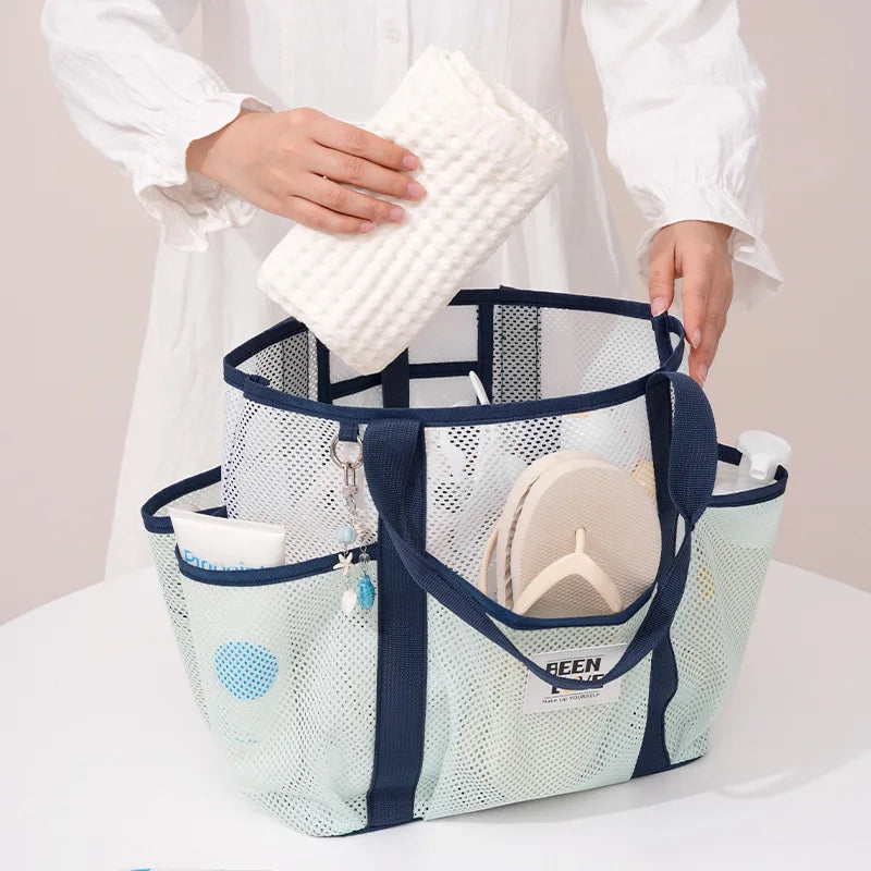 New Hawaiian Tote Beach Bag Large capacity foldable fitness swimsuit storage bag Portable breathable hand-held mesh bag