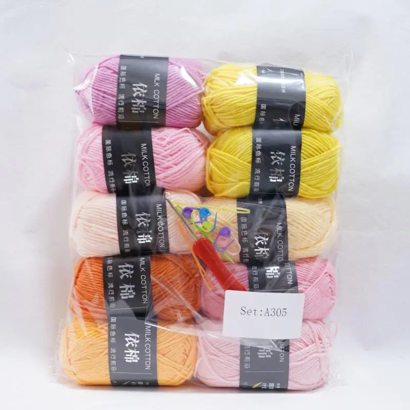 10pcs Mixed Colors Yarn Milk Cotton Yarn Combination Crochet Knitting Yarn Set for Handmade DIY Crafts Sweater Scarf Knitting