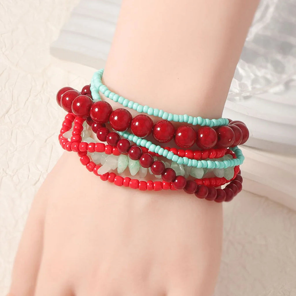 ZAA Trendy Women Jewlery Luxury Vintage Ethnic Multilayer Red Beads Choker Necklace High Quality Personality Holiday Accessories