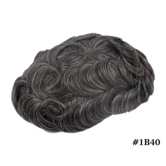 Curly Men Toupee Full PU 0.12-0.14cm ISKIN With Knots Capillary Prosthesis Indian Human Hair Wig Water Wave Natural Hairpiece