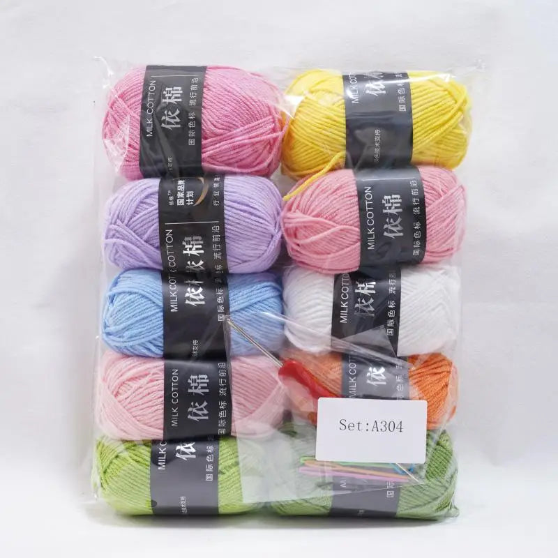 10pcs Mixed Colors Yarn Milk Cotton Yarn Combination Crochet Knitting Yarn Set for Handmade DIY Crafts Sweater Scarf Knitting