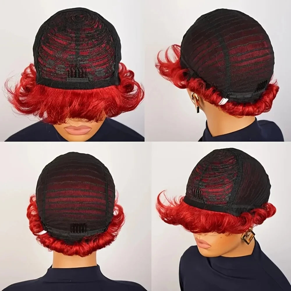 Pixie Cut Human Hair Wig 6 Inche Kinky Curly Wig Short Layered wig For Women Full Machine Made Wigs