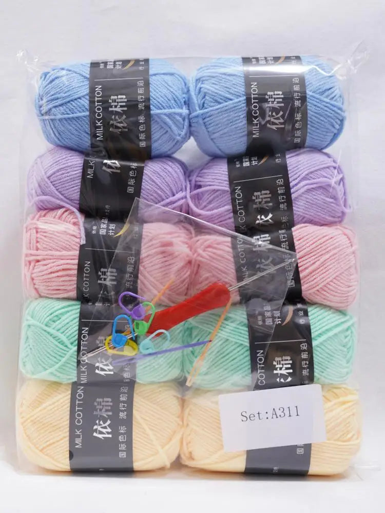 10pcs Mixed Colors Yarn Milk Cotton Yarn Combination Crochet Knitting Yarn Set for Handmade DIY Crafts Sweater Scarf Knitting