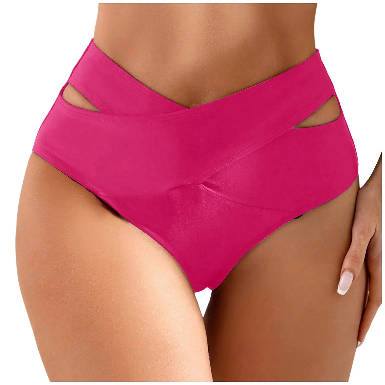 Women Solid Color Hollow Out Detail Swimwear Bottom Women'S Swimsuit Crisscross Bandage Bikini Woman 2024 Trend Push Up