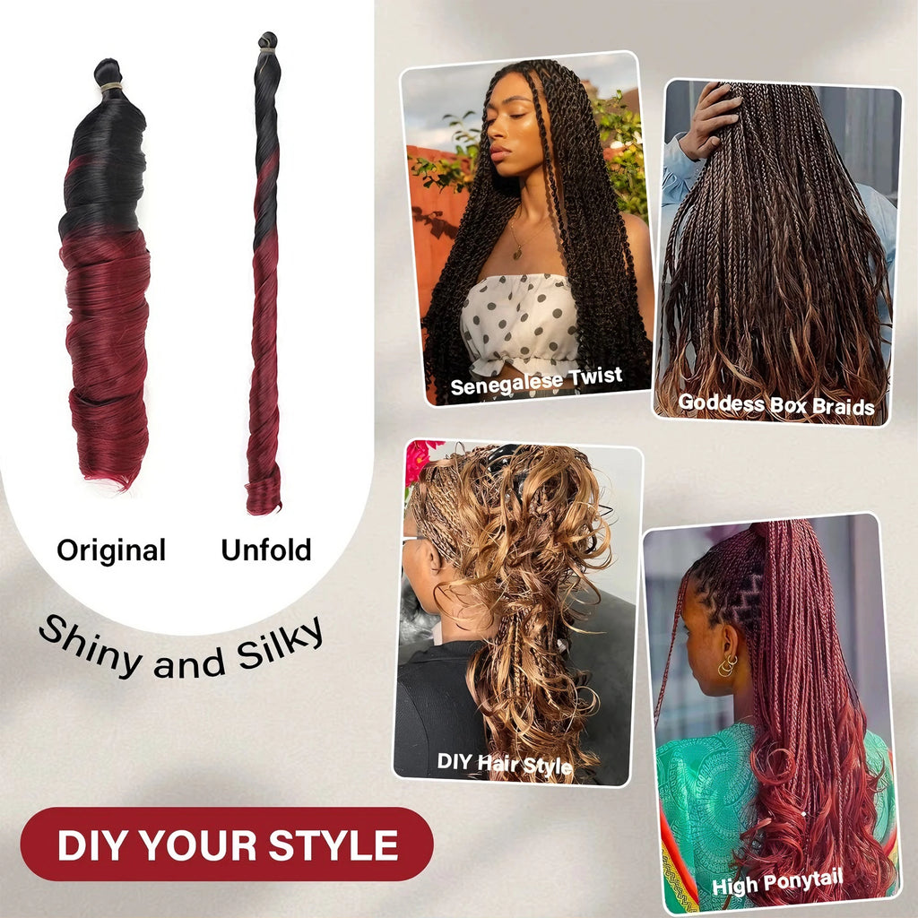 French Curls Braiding Hair 22Inch Synthetic Spiral Curls Braids Hair Extensions For Women Pre Stretched Loose Wave Braiding Hair