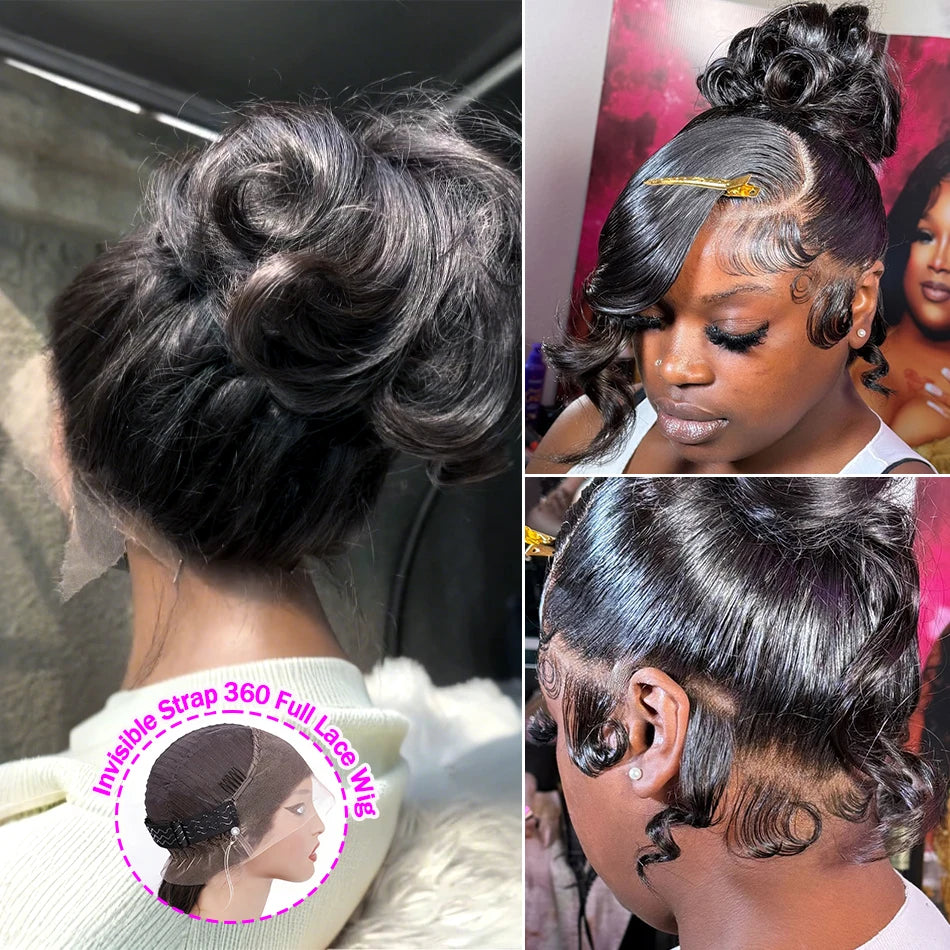Body Wave 360 Full HD Lace Frontal Wigs Human Hair Pre plucked Brazilian Invisi Strap Snug Fit 360 Straight Full Lace Front Wig