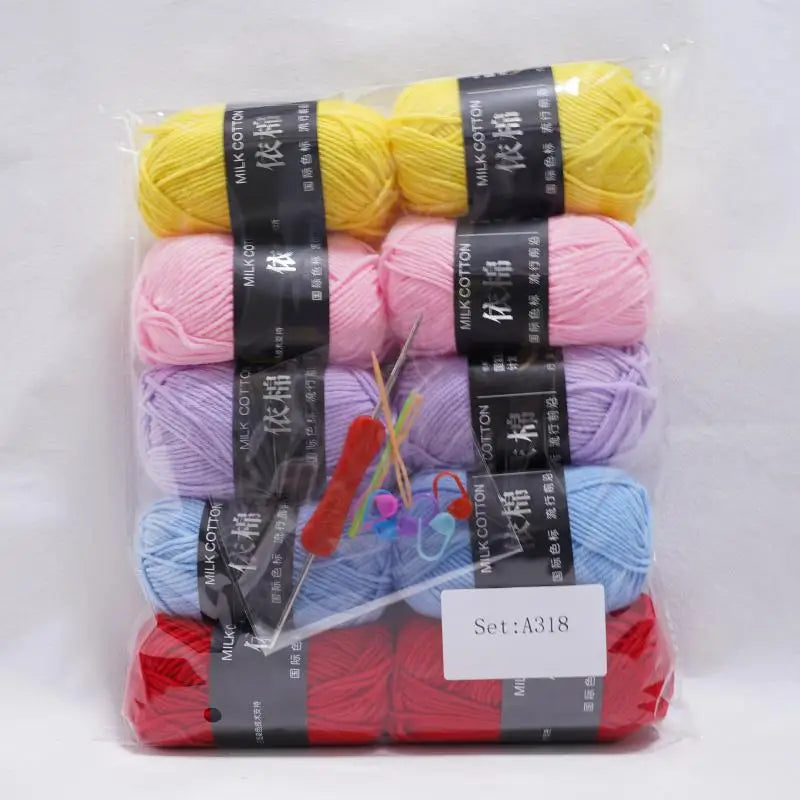 10pcs Mixed Colors Yarn Milk Cotton Yarn Combination Crochet Knitting Yarn Set for Handmade DIY Crafts Sweater Scarf Knitting