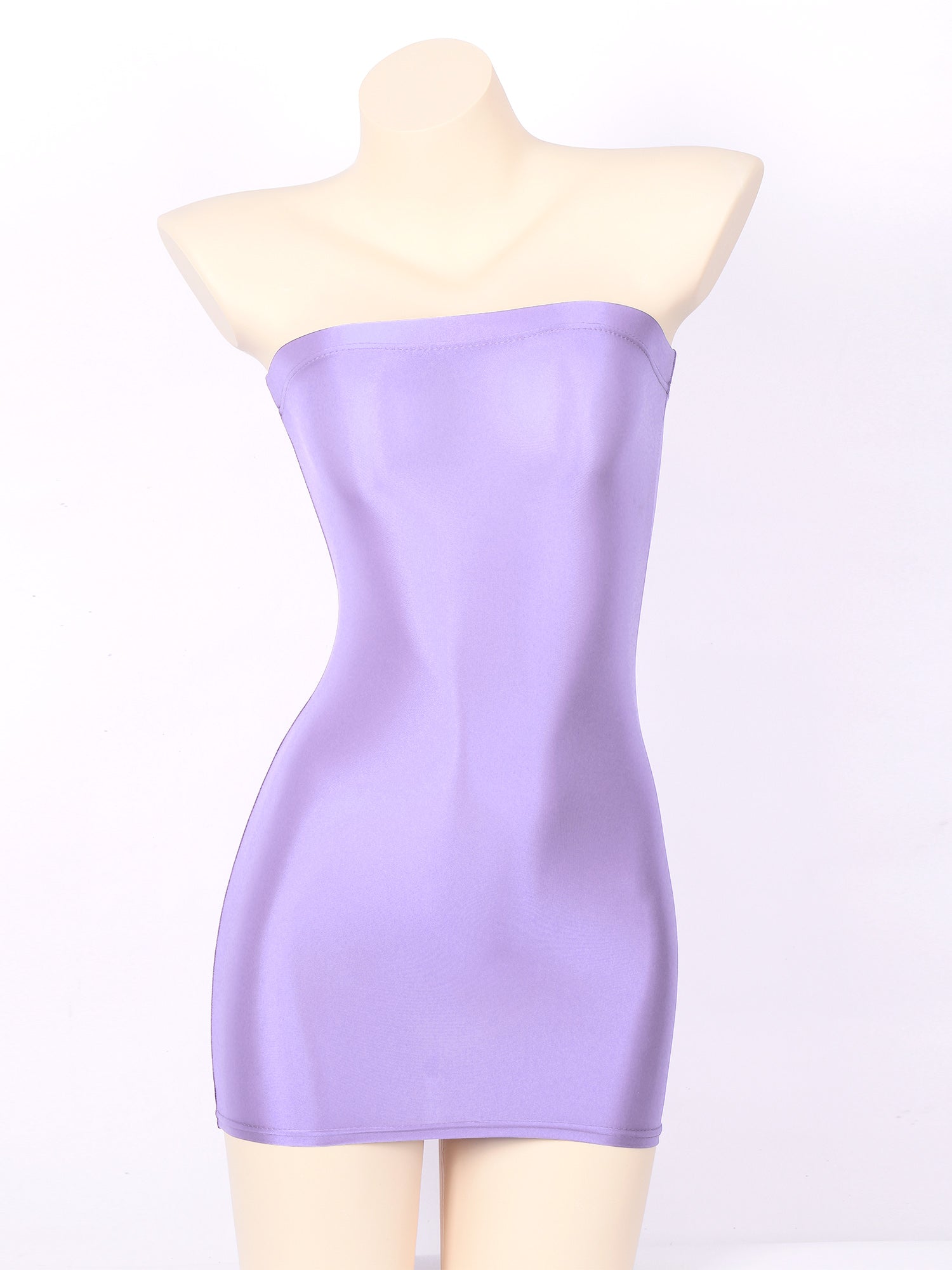 Women Glossy Bodycon Dress Long Sleeve Oil Shiny Smooth Mini Pencil Dress Stretchy Mock Neck Tight  Party Dresses Dance Clubwear