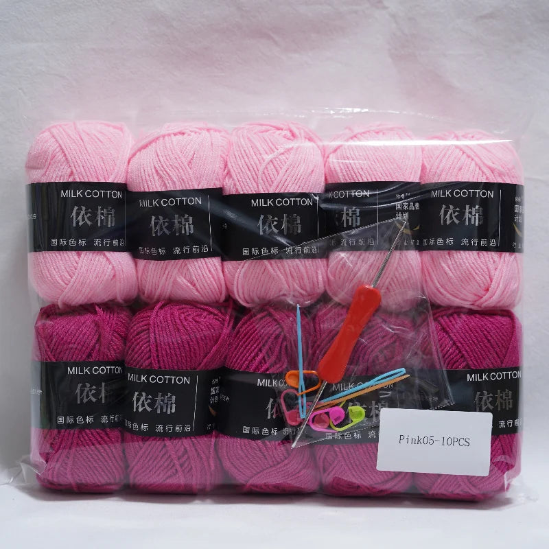 10pcs Mixed Colors Yarn Milk Cotton Yarn Combination Crochet Knitting Yarn Set for Handmade DIY Crafts Sweater Scarf Knitting