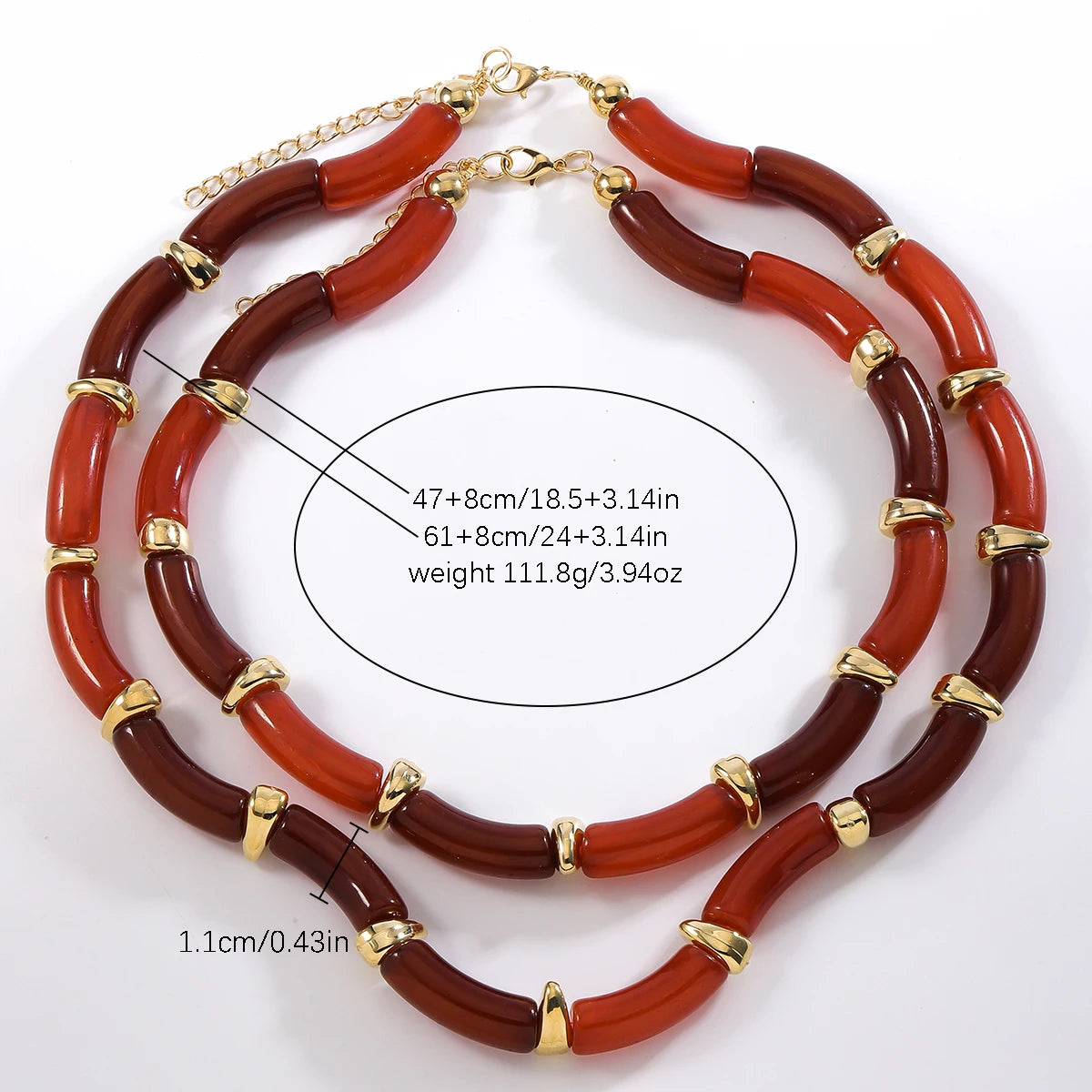 Two Pack of Necklaces Vintage Elegant Resin Metal Necklaces For Women Girl Statement Textured Banquet Accessories Party Gift