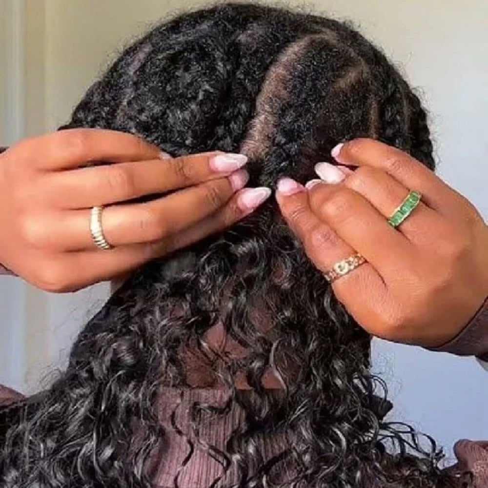 Deep Wave Clip In Hair for Women Seamless Clip in Hair Extensions Real Human Hair Clip in Hair Extensions Jet Black Hair