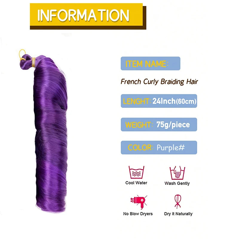 French Curls Hair Crochet Braids Loose Wave Spiral Curly Braiding Hair for Black Women Synthetic Hair Extensions 1PC/75g