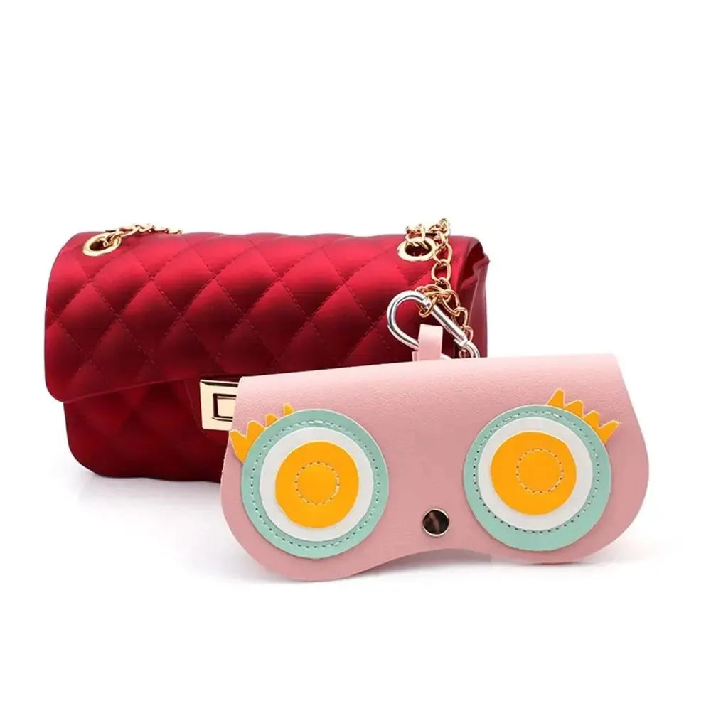 INS Cartoon Women Portable Sun Eye Glasses Box PU Leather Eyewear Case Sunglasses Cute Protection Bags
