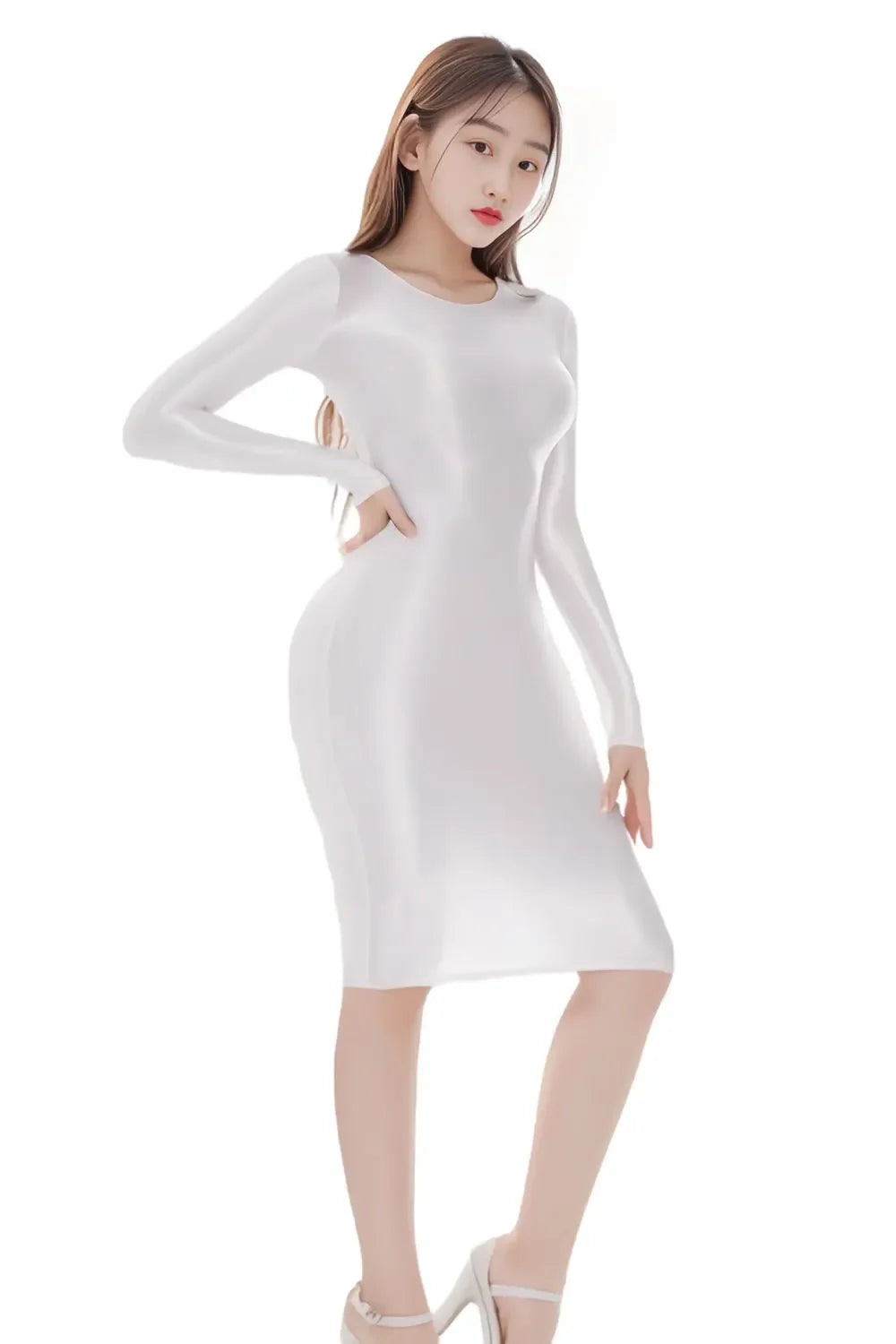Sexy Satin Shiny Pencil Dresses Package Hip One Step Dresses Women's Elegant Party Bodycon Elastic Miniskirts New In Now