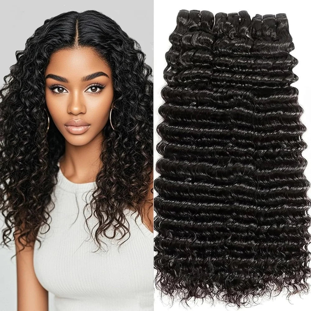 12A Deep Wave 28 30 Inches Brazilian Human Hair Bundles Deep Water Wave Bundles Human Hair Extensions Raw Hair Bundles