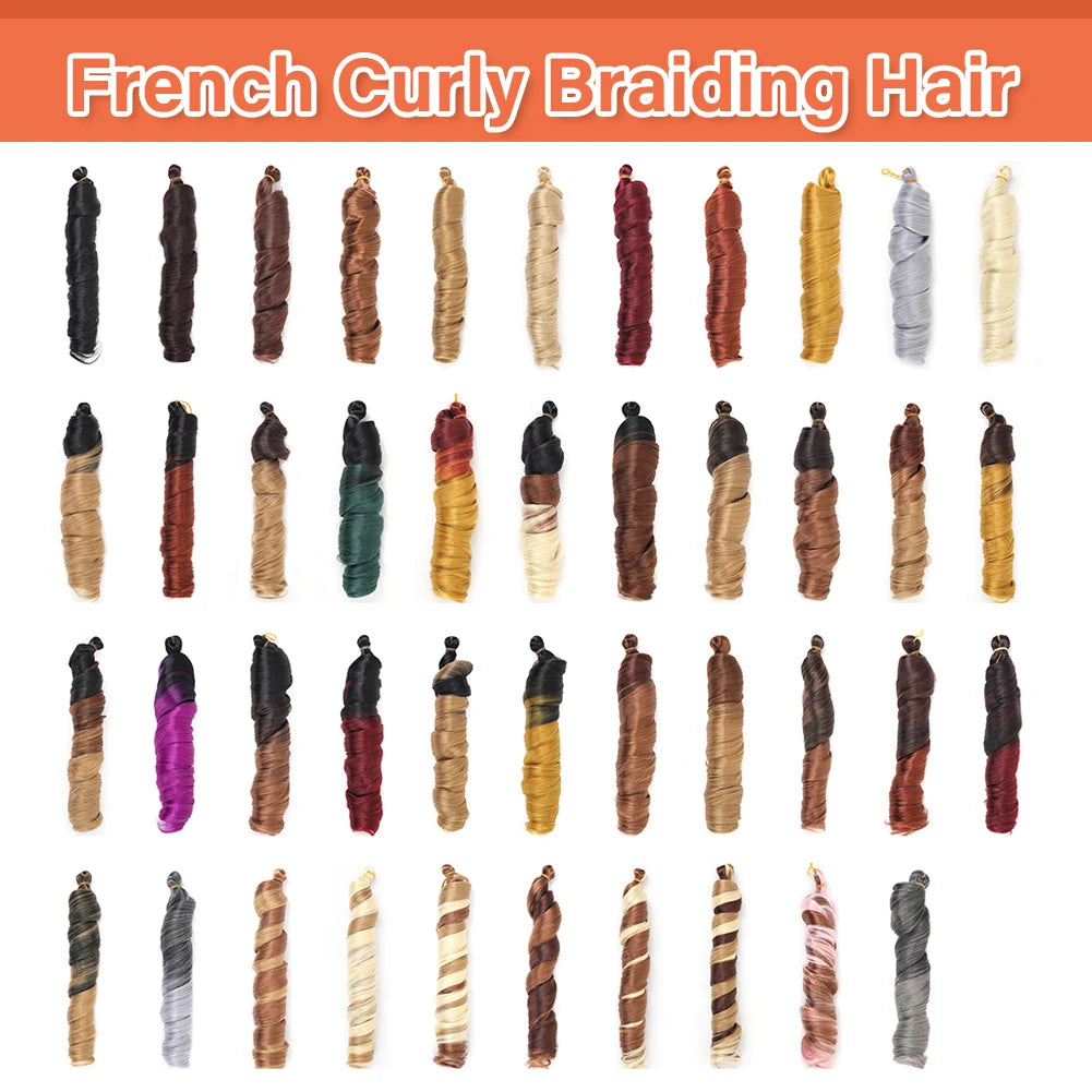 French Curly Braiding Hair 24 Inch Pre Stretched Bouncy Braiding Hair Loose Wavy Synthetic Hair Extensions for Black Women