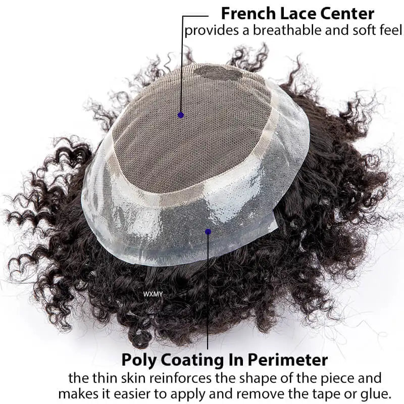 Australia Curly Toupee Men Wig Male Hair Prosthesis Indian Natural Human Hair Wigs For Men French Lace Man Wig System Hairpieces